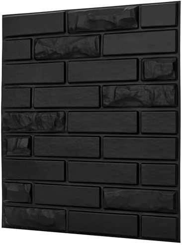 NOVECRAFTO Brick Effect 3D Wall Panels - Pack of 8 Interior Cladding Sheets Covering 21.53 sqft | 2 sqm | 3D Wall Tiles Urban Brick Design in Matt Black-Size 19.7X 19.7in / 50x50cm
