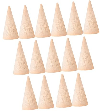 Holibanna 15stücke Holz Kegel Ringhalter Kegel Schmuckständer Für Ringe Und Armbänder DIY Basteln Schmuckpräsentation Holzring Organizer Robust Und Praktisch Höhe