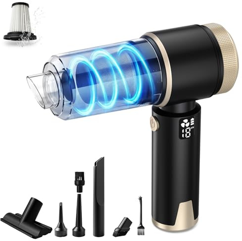 MZGO 10-in-1 Handheld Vacuum Cordless with Blow Function, 203 * 70 * 201MM Black Gold Portable Vacuum Cleaner for Car Interior and Home