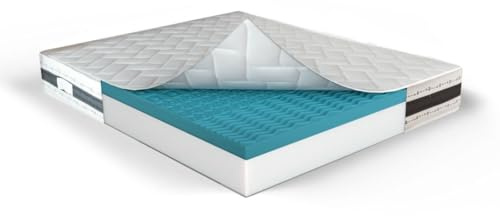 MUUN - Matratze Doppelbett 180x200 cm, Höhe 21 cm, aus Memory Foam, Hypoallergen, Isoliert die Bewegung, Geringer Pflegeaufwand, Flexibel und Weich, 20 Jahre Garantie, Modell IRIS