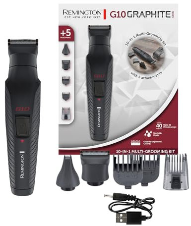 Remington 10-in-1 All-in-One Trimmer, Multi-Grooming Kit for Face, Beard & Hair with 5 Attachments, Nose & Ear Trimmer, Self-Sharpening Blades, USB Rechargeable – PG2100