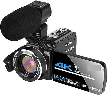 MZZYG Caméra vidéo Caméra Vidéo De Vision Nocturne 4K for La Prise De Vue en Extérieur Caméscope Numérique WiFi Streaming Vlog Recorder(64G SD Card,3)