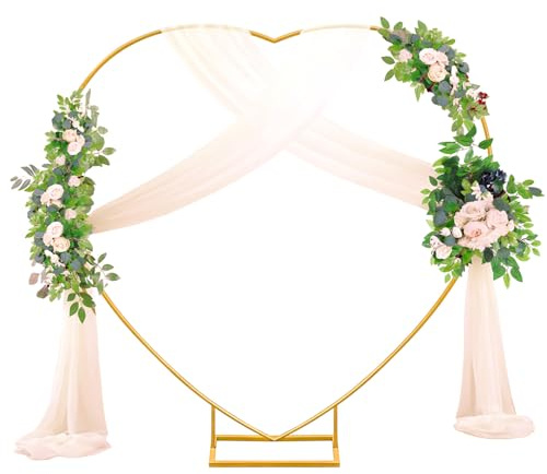 ZIRUU Heart Shape Wedding Metal Arch Backdrop Gold Flower Balloon Arbors Stand for Wedding Birthday Party, Graduation Decorations and Baby Shower