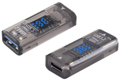 Maxhood 2-Pack USB C Female to USB Female Adapter, 10Gbps Type C to Type A 3.2 Converter Adapter with LED Digital Display Support Power Charging and Data for Macbook,Phone