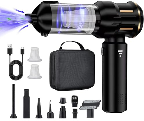 YiLaiGow Handstaubsauger Akku, Autostaubsauger Akku Testsieger, EIN-Touch-Staubbehälter Handstaubsauger Kabellos, 22000PA Auto Staubsauger,3-Gang 220000 U/min Mini Staubsauger für Auto Sofa