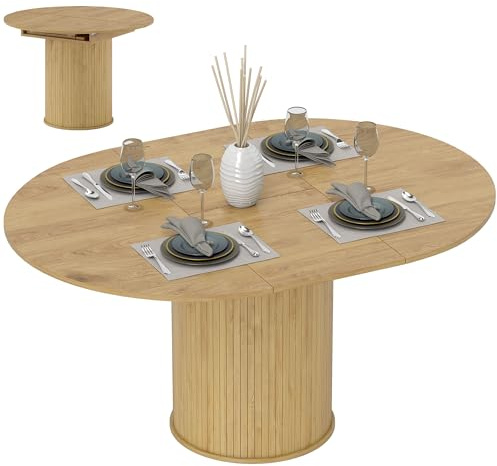 HOMCOM Table à Manger Extensible 6 à 8 per. 110-150x75 cm Bois Naturel
