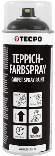 TECPO Teppich Farbspray, 1x 400ml Textilfarbe anthrazit Teppichspray für Auto Matten Fussmatten Stoff Gummi Kunststoff Innenraum Aufbereitung