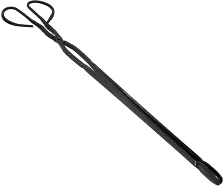 FUTUREORYY Pinzas para y Barbacoa de Hierro al Carbón Prolongadas y Resistentes Diseño Ergonómico para Doméstico y Camping Sujetador Seguro para Carbón y Leña Accesorio Práctico para Fogatas