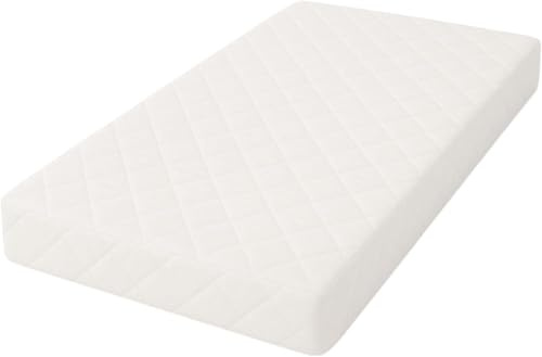 Quilted Eco Fibre Cot Bed Mattress 140 x 70 x 10 cm – Hypoallergenic Baby Mattress with Removable, Breathable & Washable Cover – Firm & Supportive – Fits Mamas & Papas & More – Made in UK