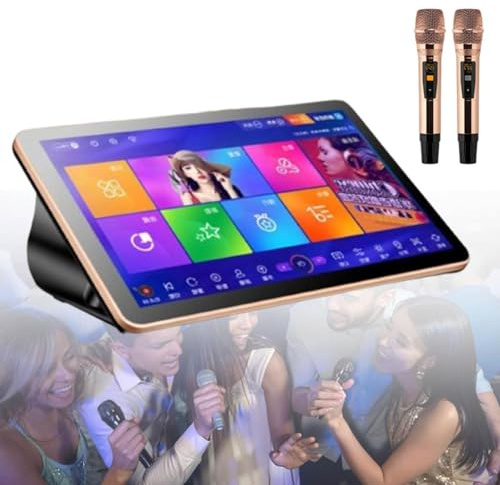 Karaoke Machine with Wireless Microphone, Touch Screen, AI Voice Control, and Amplifier for Home Entertainment