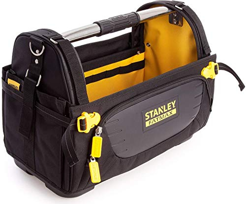 STANLEY FatMax Werkzeugtrage - Werkzeugtasche aus strapazierfähigen 600er Denier Nylon, schneller Zugriff auf das Werkzeug, mit rutschfestem Stahlgriff, verschließbare Seitenteile - FMST1-80146