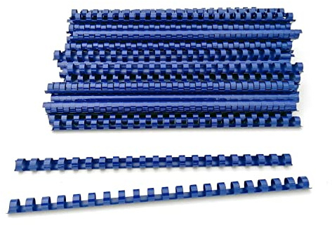 Alevar Dorsi in Plastica a Spirale per Rilegatura, 21 Anelli Diametro 12 mm, Formato A4, Capacità da 56 a 80 Fogli, Colore Blu, Confezione da 100 Pezzi
