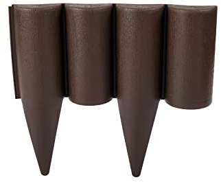 GARDENIX Rasenkante Kunststoff - 2.5m Beeteinfassung Holz, Holzpalisaden Beeteinfassung, Palisaden Beetumrandung, Beetbegrenzung Palisade Braun, Palisade Holzoptik, 10 Module, UV-beständig