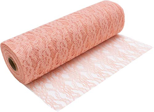 100%Mosel Tischläufer Spitze, in Vintage Rosé (30 cm x 20 m), Tischband | Edle Tischdeko für Hochzeit und Taufe, Festliche Dekoration zu besonderen Anlässen