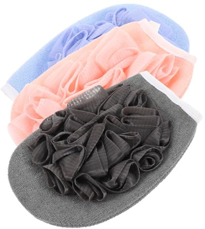 Cabilock 3 Piezas Guante De Ducha Exfoliante Toalla De Baño Tipo Guante De Espalda Para Baño Color y Diseño Aleatorio Para Uso Diario La Ducha o Spa