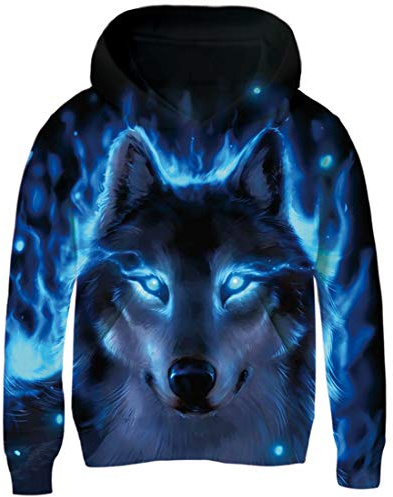 Aideaone 3D-huvtröja/hoodie/sweatshirt med huva för pojkar och flickor, 8-11 år