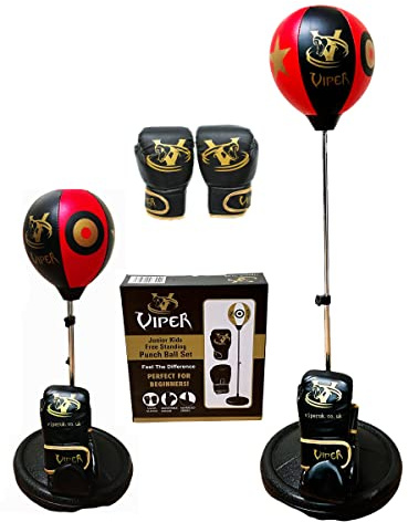 SAB MCR Junior Freestanding Punch Bag Set with Speed Ball & Gloves, Adjustable Height 70–110cm, Youth Training for Reflex, Coordination & Fitness