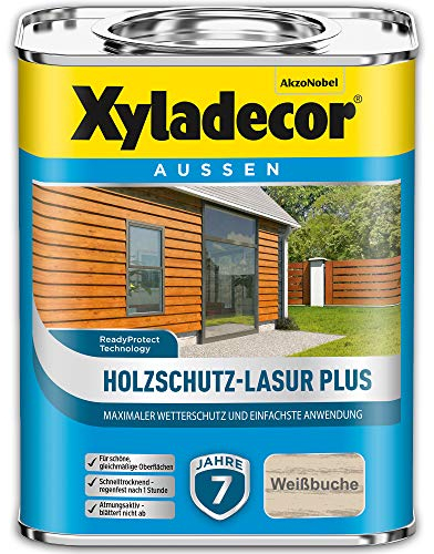 Xyladecor Holzschutz-Lasur Plus, Maximaler Wetterschutz und einfachste Anwendung, Weißbuche, 750 ml