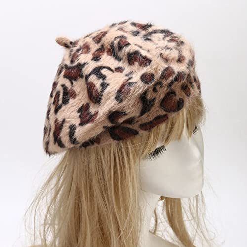 Winter warme Mütze Leopard Baskenmütze Weibliche Frühling Winter Hüte für Frauen Vintage Maler Flat Cap Mode Urlaub Outdoor Hut Geschenk Christmas Hat