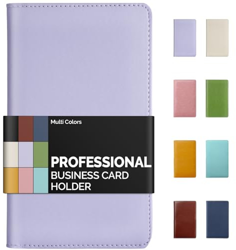 Sooez Leather Professional Business Card Book Holder Organizer, 240 Capacity Credit Card Booklet, PU Name Cards Holder Storage File for Men Women, Purple