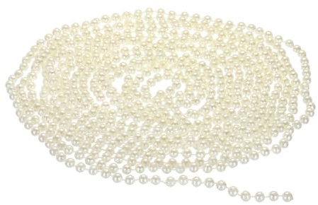 PATIKIL 6mm Imitación Perla Cuentas Guirnalda, 16.4 Pies Perla Cuerda Cadena Perla Rollo para Artesanía Boda Fiesta Hogar Decorativo Joyería Fabricación Navidad Árbol, Beige