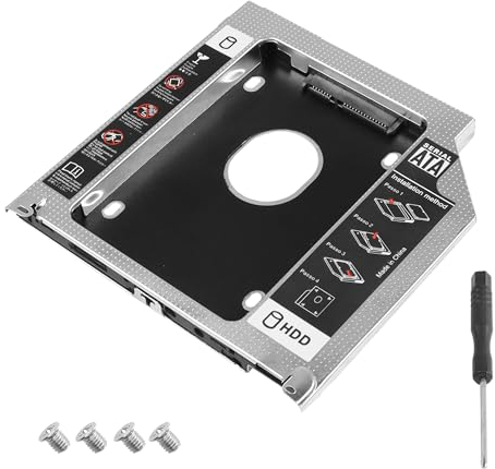 YAODHAOD Hard Drive Caddy Tray 2nd HDD SSD Kit Compatible 2.5 9.5mm SATA HDD SSD 2nd HDD Adapter for MacBook Pro 13/15/17 inch Internal Laptop CD/DVD-ROM Optical SuperDrive Adapter
