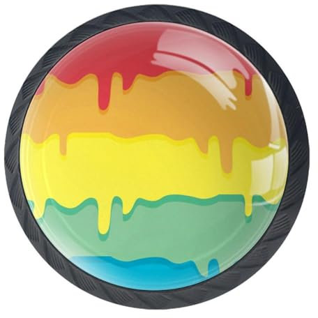 Luoweisi 4Pcs Drawer Knobs Colorful Paint Background Cabinet Knobs Cupboard Handles Hardware Round Mushroom Door Pull Handle for Cabinet Wardrobe Drawer Bedroom Bathroom Furniture