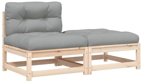 vidaXL Gartensofa ohne Armlehnen, Modular Sofa mit Kissen Hocker, Gartensessel mit Lattenrost, Relaxsessel Lounge Sessel Gartenmöbel