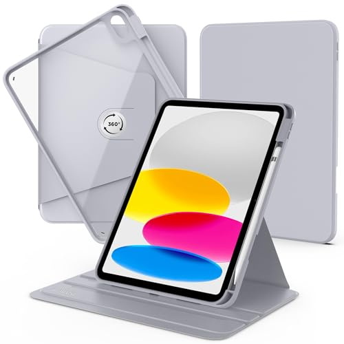 CACOE Rotating Case for iPad (A16) 11th/10th Generation with Pencil Holder | 2025/2022 11/10.9 inch, 360 Rotatable Shockproof Cover for iPad 11/10 Gen, Grey