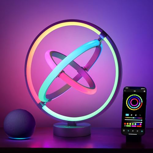 Lepro TB1 AI Table Lamp, Smart LED Lamp with Music Sync, Personalized AI Lighting Designer, Colour Changing Smart Table Lamp, Voice Cotrol, Works with Alexa & Google Assistant, Bluetooth & 2.4GHz WiFi