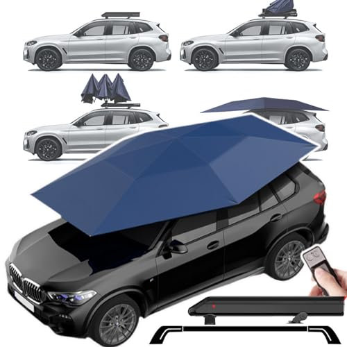 Ombrello Automatico Per Auto Con Telecomando/Barra Portabagagli 1,35m, Parasole Per Auto 380x270Cm | Tenda Da Tetto Per Auto | Tenda Copriauto | Tenda Per Auto Completamente Automatica,Blue