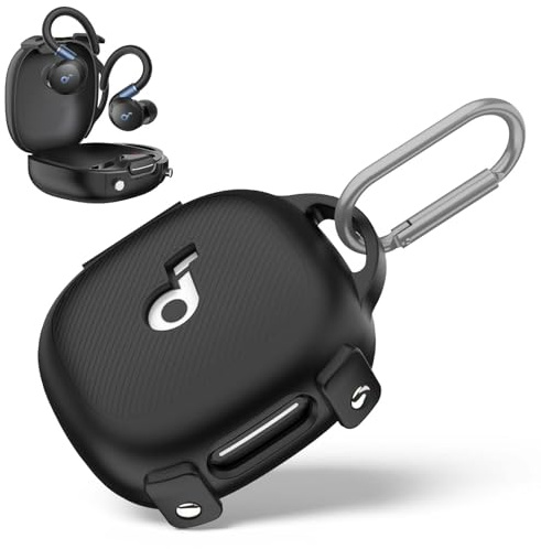 Hülle kompatibel mit Anker SoundCore Sport X20, stoßfeste Silikonhülle, Integration weiche, ultradünne Kopfhörerhülle (Schwarz)