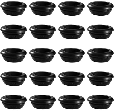 YIXISI 20 PCS Diameter 16 * 20 mm Rubber Grommets, Conductor Gasket Ring Grommets, Black Rubber Hole Plugs Electrical Wire Gaskets, for Protecting Wires, Cables and Plugs