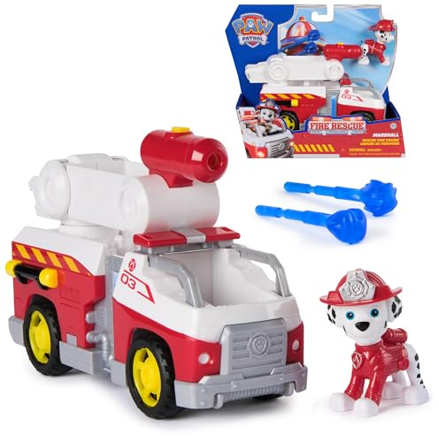 Paw Patrol Fire Rescue: Camion dei Pompieri di Marshall con Personaggio, Lanciamissili e Veicolo Giocattolo, Giocattoli per Bambini e Bambine, 3+ Anni