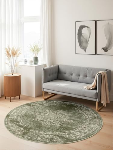 Hanse Home Lydia Kurzflor Teppich Rund – Orientalischer Wohnzimmerteppich, Kurzflor Klassisch, Weich im Orient Design für Wohnzimmer, Schlafzimmer, Esszimmer, Flur – Mint, Ø120cm