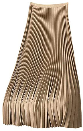 AEGJEGVD Women's Satin Silk Skirts UK Clearance,Ladies Elastic High Waist Maxi Pleated Skirt Solid Color Plus Size Skirts 2025 Spring Summer Plain Sliming Elegant Long Skirt M-4XL Today's Deals Gold