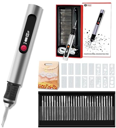 Gravion Pen, Stylo Graveur Gravion Pen, Stylo Graveur ÉlectriqueKit Complet de Gravure Électrique avec 30 Têtes De Gravure Et 5 Gabarits, Adapté aux Créations DIY sur Métal, Bois et Verre (1pc)