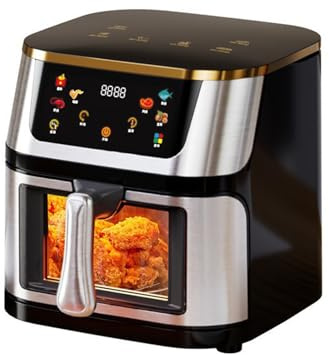 10l Air Fryer-ugn I Glas, 8-i-1 1400w Smart Digital Fritös Med Touch Control, Extra Stort Fönster, 210°c Rapid Crisp Technology | Oljefria Fritöser För Hem Och Kommersiellt Bruk View window