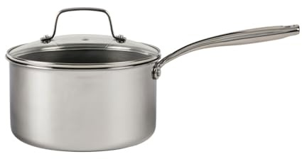 Lakeland Tri-Clad 20cm Saucepan with Lid – Premium 3-Ply Stainless Steel Pot, PFAS-Free Healthy Non-Stick Coating, Even Heat Aluminium Core, Induction & Metal Utensil Safe
