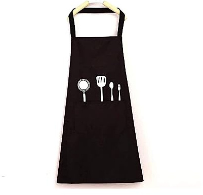 JustYit Unisex Chefs Grembiule da Cucina Impermeabile Con Tasche Grembiuli Per Cucina Ristorante Lavoro Barbecue Giardinaggio Artigianale Cottura Nero
