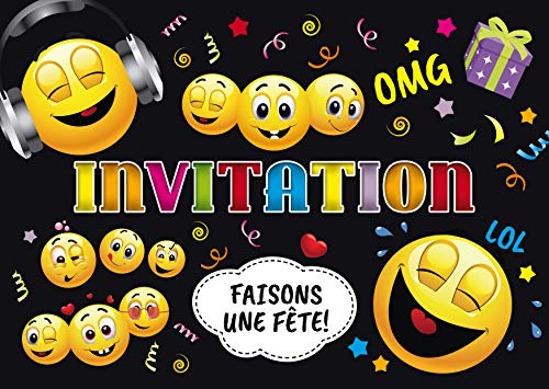 Edition Colibri 11016 FR Invitations Smiley en Français: lot de 10 cartes d‘invitation rigolotes smileys/Émoticônes pour un anniversaire ou pour une discothèque