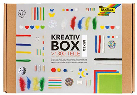 folia 935 - Scatola creativa, con mix di materiali colorati per il fai da te e la decorazione, oltre 1300 pezzi