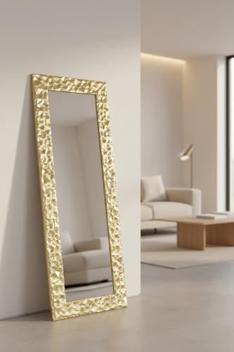 MO.WA Spiegel Wandspiegel Ganzkörperspiegel 52x147 Gold Lehnspiegel hängender Wohnzimmerspiegel