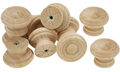 Bitray 10 Stück unlackierte Schrankknäufe aus natürlichem Holz, Schubladenknöpfe
