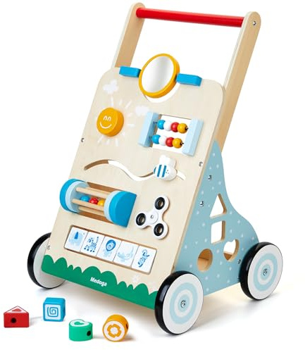 Girello in legno, 10 in 1 Baby Activity Center Push Walker regolabile, giocattolo per bambino, ragazzi (BW001)