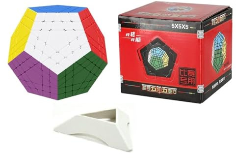 FunnyGoo Shengshou 5x5 Dodekaeder 12 Oberfläche Gigaminx Megaminx 5x5x12 magische Puzzlewürfel Aufkleber-los von einem Würfel Display Stand