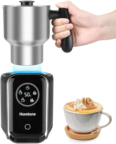 Milchaufschäumer Elektrisch 5-in-1, Automatischer Induktions Milchaufschäumer mit 600ml Edelstahlbehälter für Heißen & Kalten Schaum, Schokolade, Kein Anbrennen, Spülmaschinengeeignet