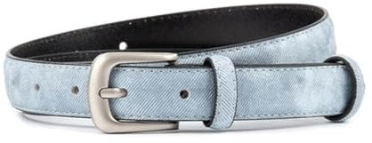 Breyhda Dünner Damengürtel, Jeans-Dekogürtel, Dornschließe, Bundbreite 2,3 cm, für Kleidungszubehör,Hellblau,105x2.3cm