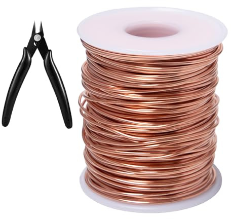 Pilikoll Fil de Cuivre Nu ø1.3mm x 50m Fil de cuivre Pure T2 avec Pince fil Cuivre Jardinage pour Électroculture 99,9% Pur fils de cuivres pour Jardin Culture de Plantes et de Légumes