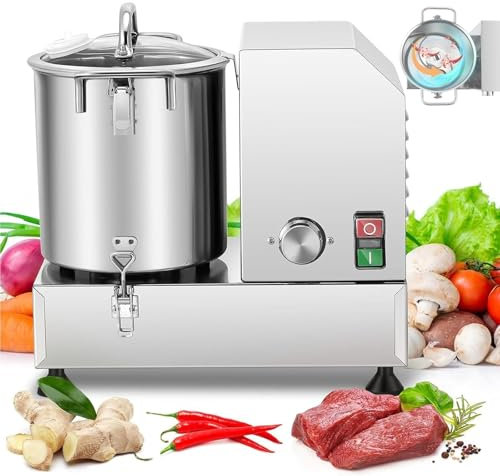 Générique Robot Culinaire Professionnel, Hachoir À Légumes Électrique, Hachoir À Viande Multifonction en Acier Inoxydable 6L/9L/15L, Haut Rendement pour Légumes, Oignons, Ail Et Salades(6L)